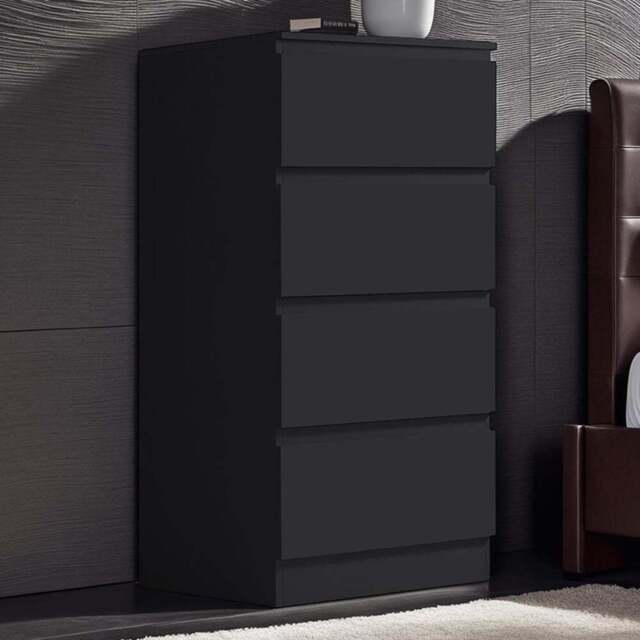 FWStyle Carlton 4 Drawer Matt Black Chest of Drawers - Wilko - image 1