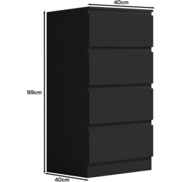 FWStyle Carlton 4 Drawer Matt Black Chest of Drawers - Wilko - thumbnail 7