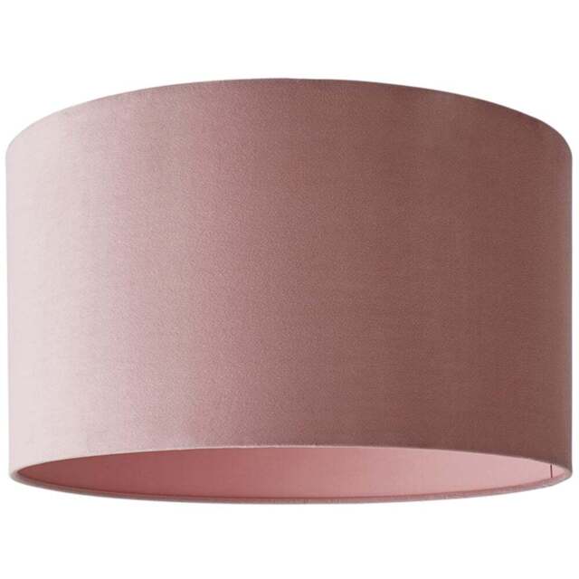 ValueLights Reni Blush Velvet Large Drum Ceiling Lamp Shade 45cm - Size: 25 x 45 x 45cm - Pink - Wilko - image 1