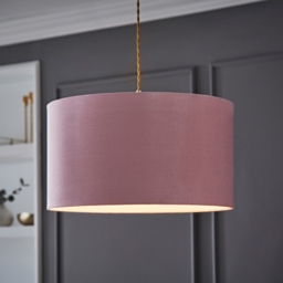 ValueLights Reni Blush Velvet Large Drum Ceiling Lamp Shade 45cm - Size: 25 x 45 x 45cm - Pink - Wilko - thumbnail 3