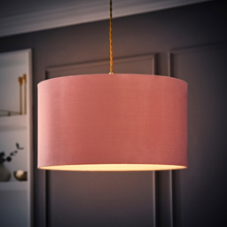 ValueLights Reni Blush Velvet Large Drum Ceiling Lamp Shade 45cm - Size: 25 x 45 x 45cm - Pink - Wilko - thumbnail 7