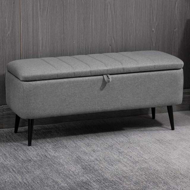 HOMCOM Grey Flip Top Ottoman Bench - Size: 30 x 40 x 103cm - Wilko - image 1