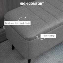 HOMCOM Grey Flip Top Ottoman Bench - Size: 30 x 40 x 103cm - Wilko - thumbnail 7