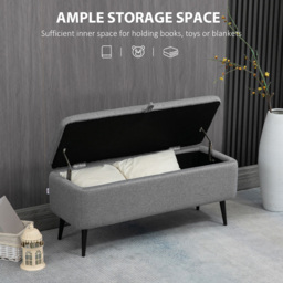 HOMCOM Grey Flip Top Ottoman Bench - Size: 30 x 40 x 103cm - Wilko - thumbnail 6