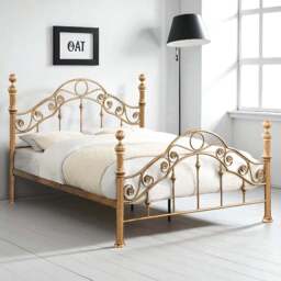 OAT Home Kensington Small Double Antique Brass Effect Metal Bed - Wilko - thumbnail 1