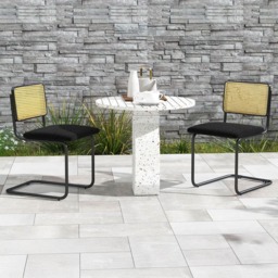 Costway Set of 2 Black Cantilever Dining Chair - Size: 2 Seater - Wilko - thumbnail 1