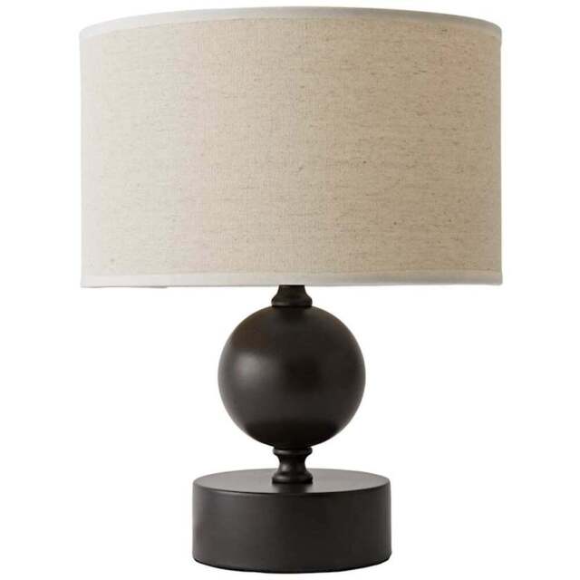 ValueLights Anthony Linen Drum Shade Candlestick LED Table Lamp with Bulb - Size: 32 x 25 x 25cm - Brown - Wilko - image 1