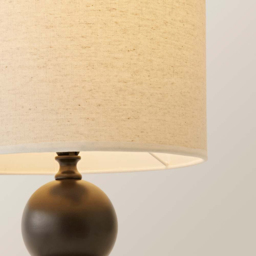 ValueLights Anthony Linen Drum Shade Candlestick LED Table Lamp with Bulb - Size: 32 x 25 x 25cm - Brown - Wilko - thumbnail 6