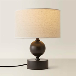 ValueLights Anthony Linen Drum Shade Candlestick LED Table Lamp with Bulb - Size: 32 x 25 x 25cm - Brown - Wilko - thumbnail 5