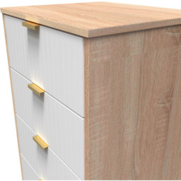 Crowndale 5 Drawer White Matt and Bardolino Oak Chest of Drawers Ready Assembled - Wilko - thumbnail 6
