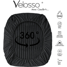 Velosso Double Black Jumbo Cord Fitted Bed Sheet - Wilko - thumbnail 5