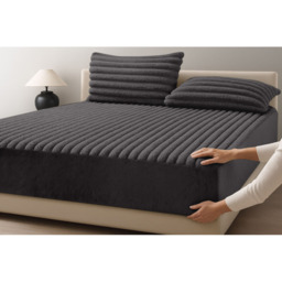 Velosso Double Black Jumbo Cord Fitted Bed Sheet - Wilko - thumbnail 3