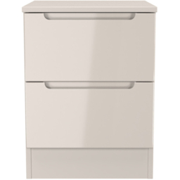 Crowndale Milan 2 Drawer Kashmir Gloss and Kashmir Compact Bedside Cabinet Ready Assembled - Kashmir Gloss & Kashmir - Wilko - thumbnail 4