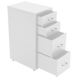 Living and Home White 4 Tier Vertical File Cabinet with Wheels - Size: 68.5 x 28 x 41cm - Wilko - thumbnail 5