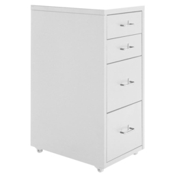 Living and Home White 4 Tier Vertical File Cabinet with Wheels - Size: 68.5 x 28 x 41cm - Wilko - thumbnail 6