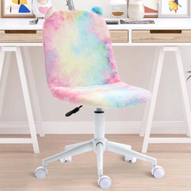 Portland Multicolour Plush Fluffy Swivel Unicorn Office Chair - Size: 41 x 55 x 98cm - Wilko - image 1