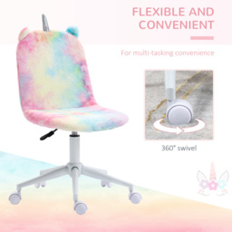 Portland Multicolour Plush Fluffy Swivel Unicorn Office Chair - Size: 41 x 55 x 98cm - Wilko - thumbnail 5