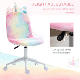 Portland Multicolour Plush Fluffy Swivel Unicorn Office Chair - Size: 41 x 55 x 98cm - Wilko - thumbnail 6