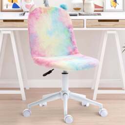 Portland Multicolour Plush Fluffy Swivel Unicorn Office Chair - Size: 41 x 55 x 98cm - Wilko
