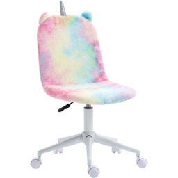 Portland Multicolour Plush Fluffy Swivel Unicorn Office Chair - Size: 41 x 55 x 98cm - Wilko - thumbnail 3