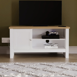 Vida Designs Arlington Single Door 2 Shelf White TV Unit - Size: 39 x 95 x 49cm - Wilko - thumbnail 7