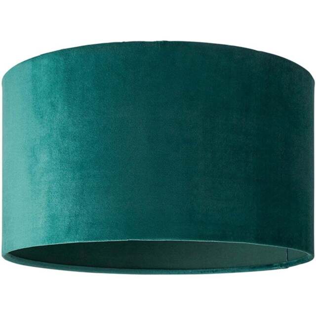 ValueLights Reni Forest Green Velvet Medium Drum Ceiling Lamp Shade 35cm - Size: 20 x 35 x 35cm - Wilko - image 1