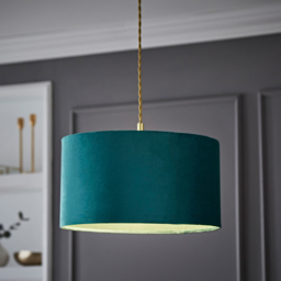 ValueLights Reni Forest Green Velvet Medium Drum Ceiling Lamp Shade 35cm - Size: 20 x 35 x 35cm - Wilko - thumbnail 3
