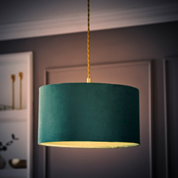 ValueLights Reni Forest Green Velvet Medium Drum Ceiling Lamp Shade 35cm - Size: 20 x 35 x 35cm - Wilko - thumbnail 7