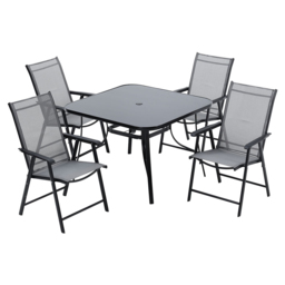 Living and Home Glass 4 Seater Square Garden Dining Set - Black - Wilko - thumbnail 3