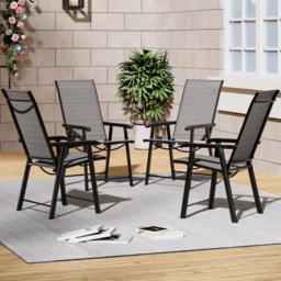 Living and Home Glass 4 Seater Square Garden Dining Set - Black - Wilko