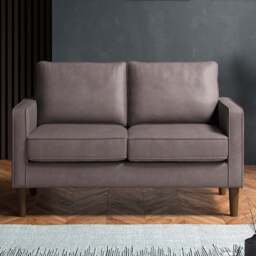 Bexhill 2 Seater Grey Faux Leather Sofa - Wilko - thumbnail 1