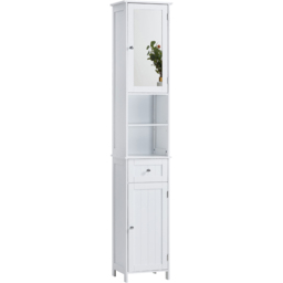 Bath Vida Priano 2 Door Single Drawer White Tall Mirror Floor Cabinet - Size: 190 x 40 x 30cm - Wilko - thumbnail 3