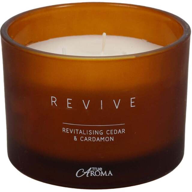 True Aroma Revive Cedar and Cardamom Scented Candle - Orange - Wilko - image 1