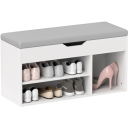 HOMCOM Single Door 3 Shelf Cream Sit-On Shoe Storage Unit - Size: 45 x 30 x 80cm - Wilko - thumbnail 3