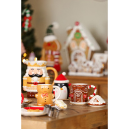 The Seasonal Gift Co. Santa & Friends Dark Ginger House Ceramic Mug - Size: 15 x 13.5 x 10cm - Brown - Wilko - thumbnail 3