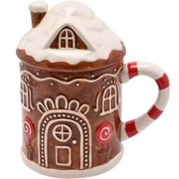 The Seasonal Gift Co. Santa & Friends Dark Ginger House Ceramic Mug - Size: 15 x 13.5 x 10cm - Brown - Wilko - thumbnail 1
