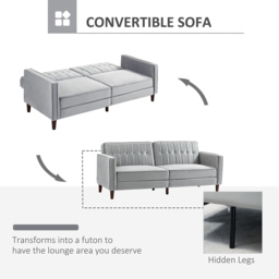 Portland 3 Seater Light Grey Velvet Touch Sofa Bed - Size: Single - Wilko - thumbnail 6
