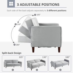 Portland 3 Seater Light Grey Velvet Touch Sofa Bed - Size: Single - Wilko - thumbnail 7