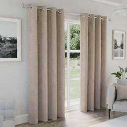 Enhanced Living Austin Natural Blackout Eyelet Thermal Curtains 168 x 137cm - Cream - Wilko - thumbnail 1
