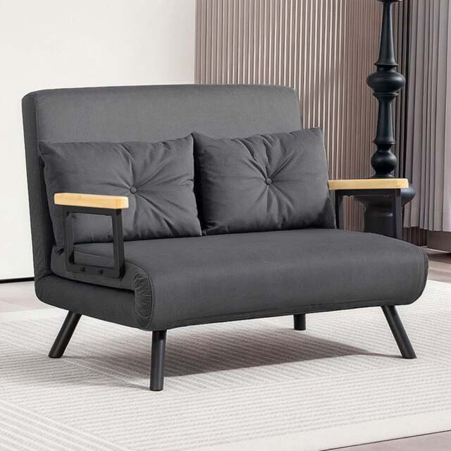 HOMCOM 2 Seater Dark Grey Click Clack Sofa Bed - Wilko - image 1