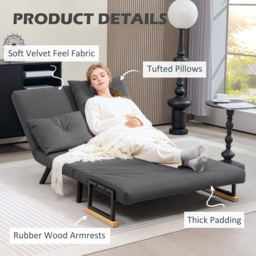 HOMCOM 2 Seater Dark Grey Click Clack Sofa Bed - Wilko - thumbnail 7