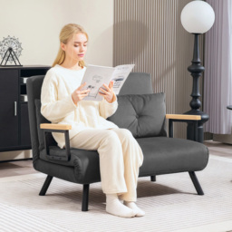 HOMCOM 2 Seater Dark Grey Click Clack Sofa Bed - Wilko - thumbnail 4
