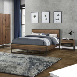 Houston Single Drawer Walnut Wood Bedside Table - Brown - Birlea - Wilko - thumbnail 7