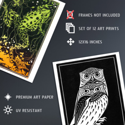 Artery8 Vintage 1917 Julie De Graag Owl Cat Frog Fern Wall Art Print 30 x 41cm 12 Pack - Size: 40.5 x 30.5 x 0.3cm - Multi - Wilko - thumbnail 5