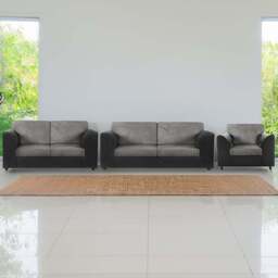Luxor 6 Seater Black and Grey Jumbo Cord Full Back Sofa Suite - Multi - Wilko - thumbnail 1