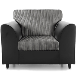Luxor 6 Seater Black and Grey Jumbo Cord Full Back Sofa Suite - Multi - Wilko - thumbnail 5