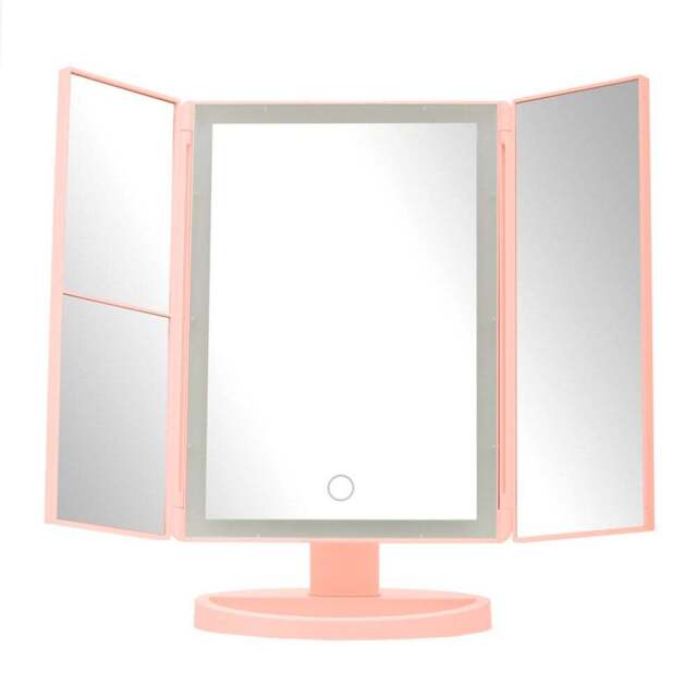Premier Housewares Pink Cassini LED Dressing Table Mirror - Size: 28 x 18cm - Wilko - image 1