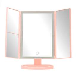 Premier Housewares Pink Cassini LED Dressing Table Mirror - Size: 28 x 18cm - Wilko