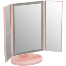 Premier Housewares Pink Cassini LED Dressing Table Mirror - Size: 28 x 18cm - Wilko - thumbnail 3