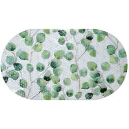 Eucalyptus PVC Bath Mat Green and White - Wilko